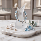 Celestial Blue Crystal and Pearl Necklace