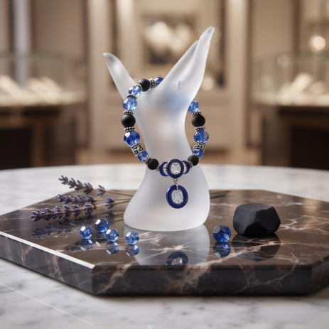 Midnight Sapphire Celestial Beaded Bracelet