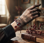 Crimson Gothic Key Beaded Bracelet