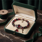 Crimson Gothic Key Beaded Bracelet