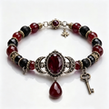 Crimson Gothic Key Beaded Bracelet