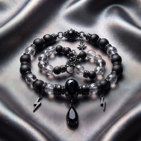 Obsidian Storm Beaded Bracelet