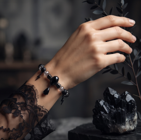 Obsidian Storm Beaded Bracelet