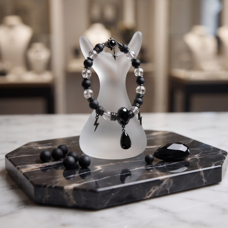 Obsidian Storm Beaded Bracelet