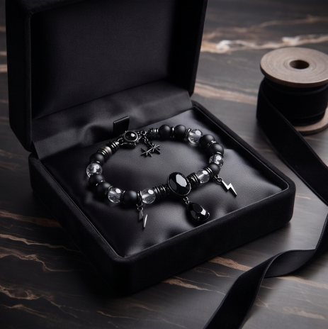 Obsidian Storm Beaded Bracelet