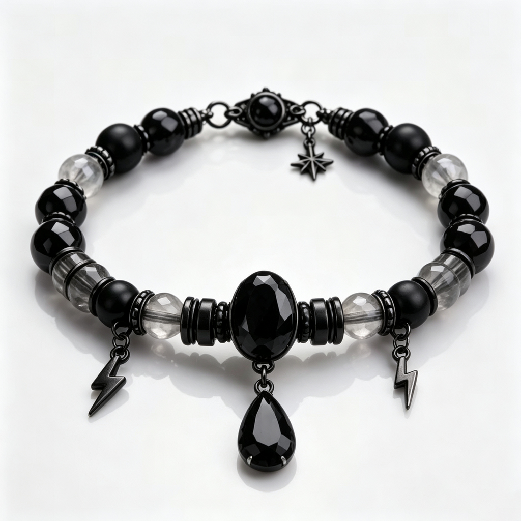 Obsidian Storm Beaded Bracelet