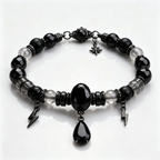 Obsidian Storm Beaded Bracelet