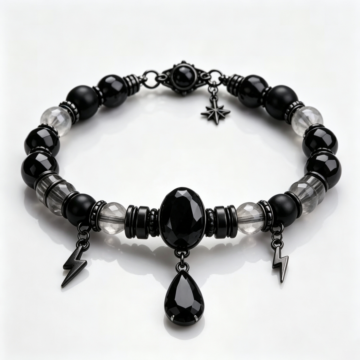 Obsidian Storm Beaded Bracelet