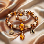 Amber Steampunk Gear Beaded Bracelet