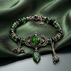 Mystic Emerald Forest Gothic Beaded Bracelet