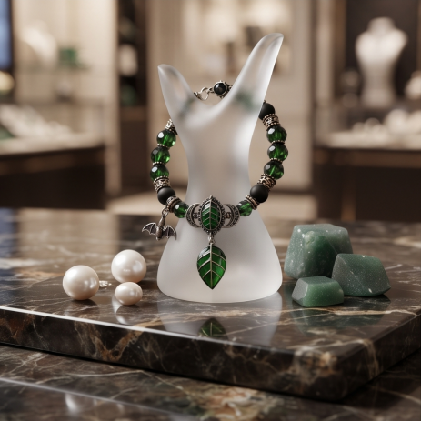 Mystic Emerald Forest Gothic Beaded Bracelet