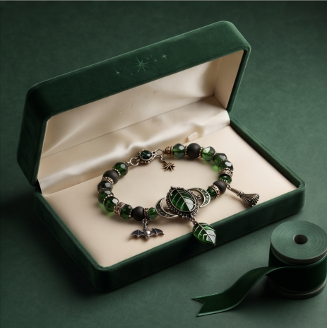 Mystic Emerald Forest Gothic Beaded Bracelet