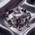 Midnight Amethyst Celestial Gothic Beaded Bracelet