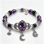 Midnight Amethyst Celestial Gothic Beaded Bracelet