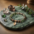 Emerald Forest Leaf Charm Bracelet