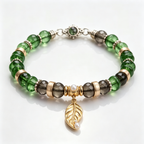Emerald Forest Leaf Charm Bracelet