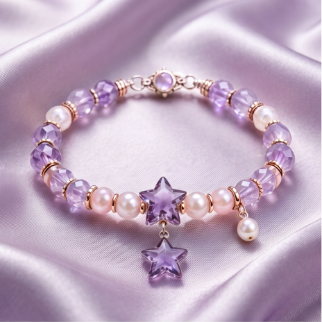 Amethyst Starlight Pearl Bracelet