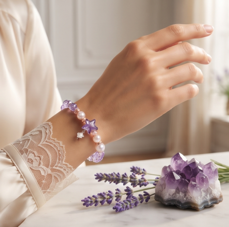 Amethyst Starlight Pearl Bracelet