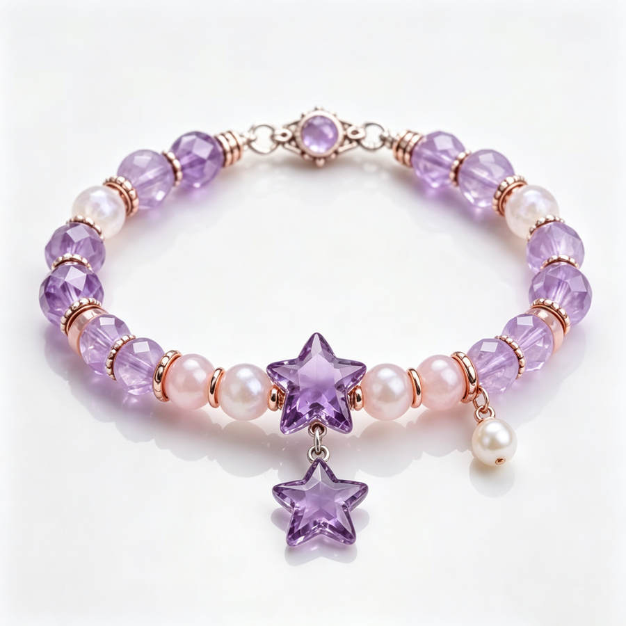 Amethyst Starlight Pearl Bracelet
