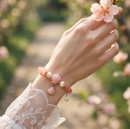 Rose Shell Pearl Beaded Bracelet