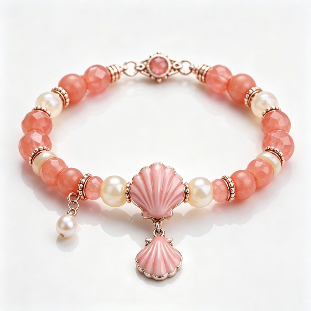 Rose Shell Pearl Beaded Bracelet