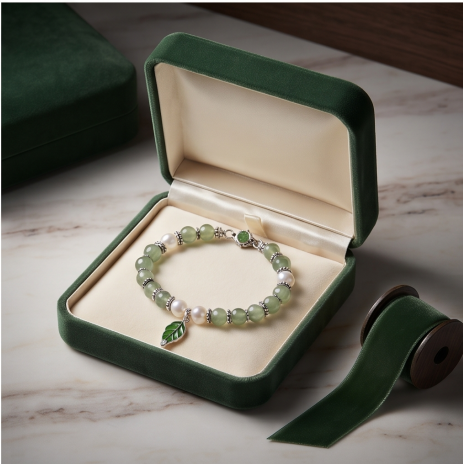 Jade Leaf Charm Beaded Bracelet