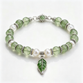 Jade Leaf Charm Beaded Bracelet