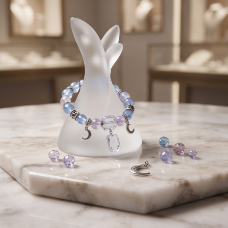 Celestial Blue and Lavender Crystal Beaded Bracelet
