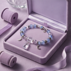 Celestial Blue and Lavender Crystal Beaded Bracelet