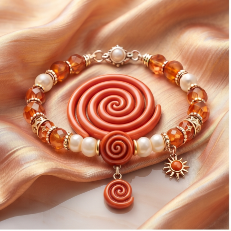 Amber Sun Spiral Beaded Bracelet