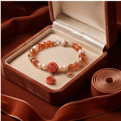 Amber Sun Spiral Beaded Bracelet