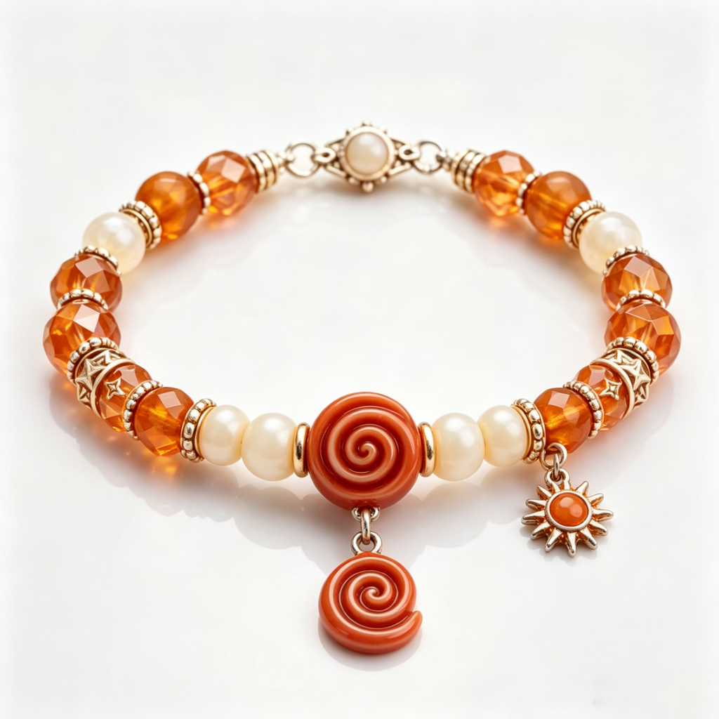 Amber Sun Spiral Beaded Bracelet