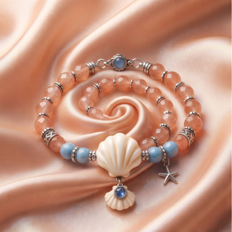 Coastal Shell and Sea Star Beaded Bracelet