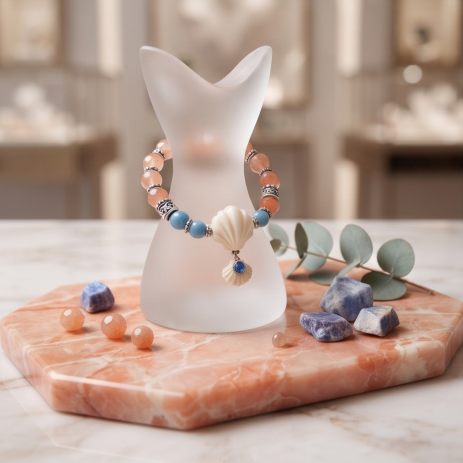 Coastal Shell and Sea Star Beaded Bracelet