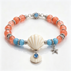 Coastal Shell and Sea Star Beaded Bracelet