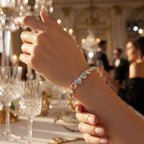 Heart Cut Moissanite Halo Tennis Bracelet for Women – D Color VVS1 Diamond Sparkle, S925 Sterling Silver 18K Gold Plated