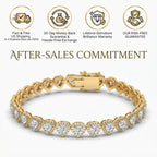 Heart Cut Moissanite Halo Tennis Bracelet for Women – D Color VVS1 Diamond Sparkle, S925 Sterling Silver 18K Gold Plated